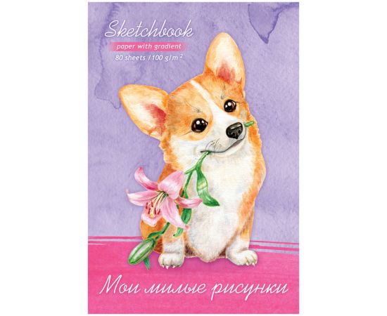 Скетчбук 80л., А5 7БЦ BG "Мой любимый", матовая ламинация, 100г/м2, белый блок с градиентом С5т80_лм 9531