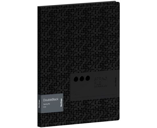 Папка с пружинным скоросшивателем Berlingo "DoubleBlack" А4, 17мм, 600мкм, черная, с внутр. карманом, с рисунком FS4_17701