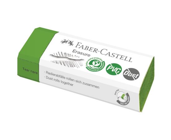 Ластик Faber-Castell "Erasure" PVC-Free & Dust-Free, прямоугольный, картонный футляр, 63*22*13мм, светло-зеленый 187250