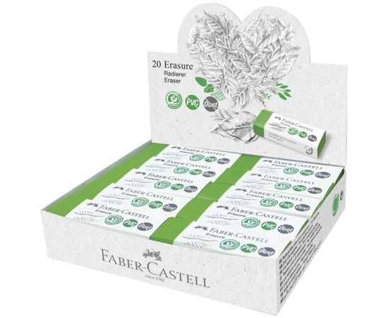 Ластик Faber-Castell "Erasure" PVC-Free & Dust-Free, прямоугольный, картонный футляр, 63*22*13мм, светло-зеленый 187250
