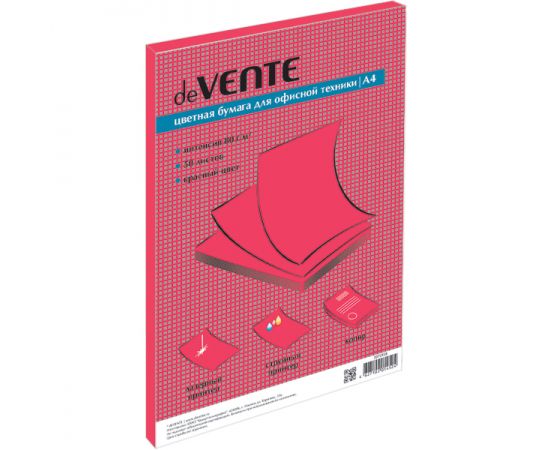 Бумага deVENTE A4 80гр/м2 красный интенсив 100 листов/20 2072929
