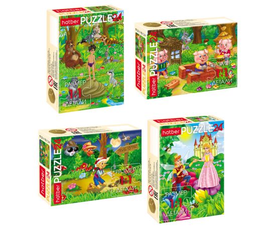 Пазл   24 эл. mini Hatber "Сказки. Выпуск №2", ассорти 24ПЗ5