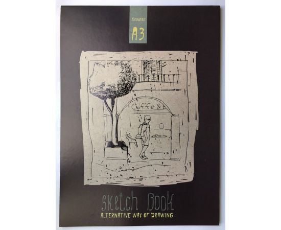 Альбом для рис. и эскизов А3, 40л, склей, карт.подлож, бл.крафт 80г, 05190 376912