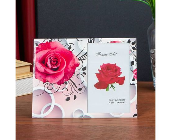 Фоторамка стекло 10х15 см "Красная роза" двойной выпуклый рисунок 17х22 см 4780800