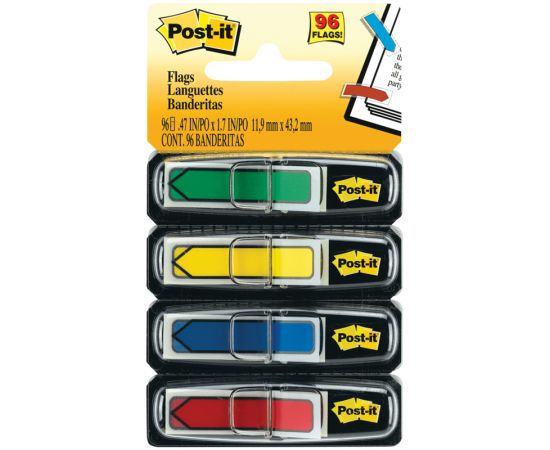 Флажки-закладки Post-it, 45*12мм, 24л*4 цвета, в индивидуальных диспенсерах 684-ARR3-RU