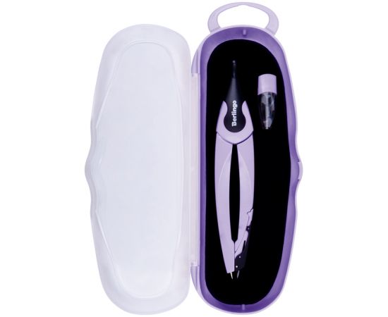 Готовальня Berlingo "Instinct", 2 предмета, циркуль 135мм, лаванда, пластиковый футляр DS_00002a