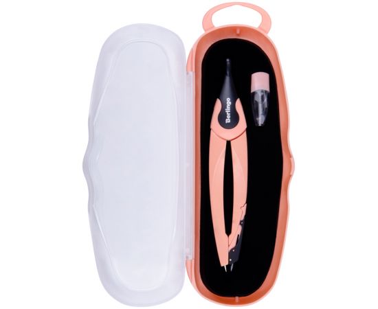 Готовальня Berlingo "Instinct", 2 предмета, циркуль 135мм, фламинго, пластиковый футляр DS_00002c