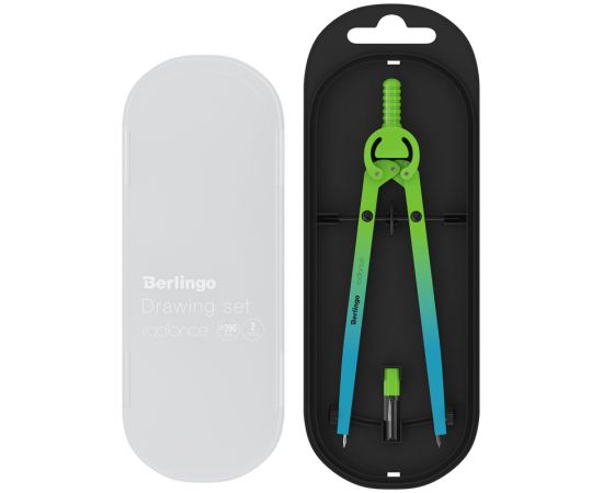 Готовальня Berlingo "Radiance", 2 предмета, циркуль 170мм, голубой/зеленый градиент, пластиковый футляр DS_01002a