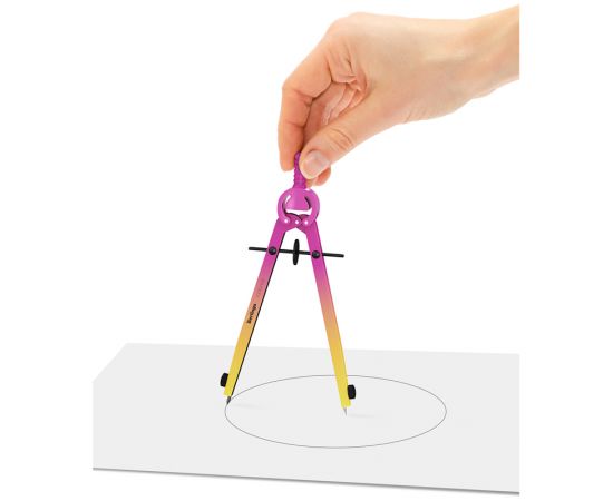 Готовальня Berlingo "Radiance", 2 предмета, циркуль 170мм, желтый/розовый градиент, пластиковый футляр DS_01002b