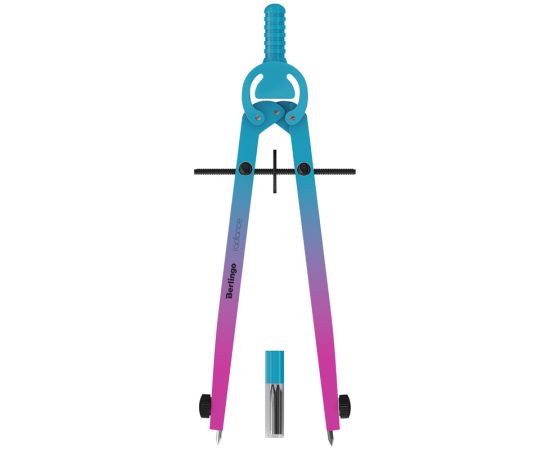 Готовальня Berlingo "Radiance", 2 предмета, циркуль 170мм, розовый/голубой градиент, пластиковый футляр DS_01002c