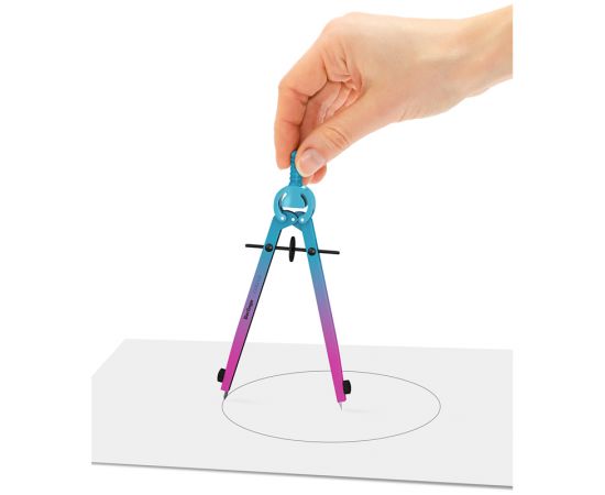 Готовальня Berlingo "Radiance", 2 предмета, циркуль 170мм, розовый/голубой градиент, пластиковый футляр DS_01002c