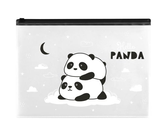 Папка-конверт на zip-молнии MeShu "Hello Panda", А4, 150мкм, прозрачная с рисунком MS_44823