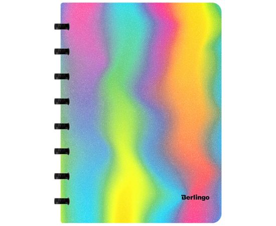Бизнес-тетрадь А5+, 80л., Berlingo "Gradient", глиттер-эффект, клетка, на кольцах, с возм. замены блока, 80г/м2, пластик. обложка 700мкм, линейка-закл RNt_A5703