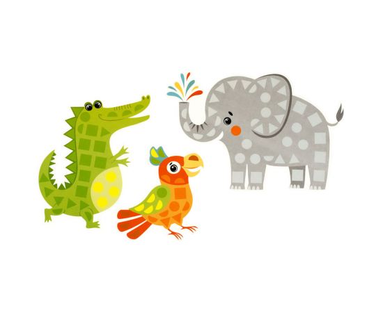 Аппликация фигурная из мягкого пластика EVA ТРИ СОВЫ "Животные Африки", 5 фигур, 190 элементов АП_46529