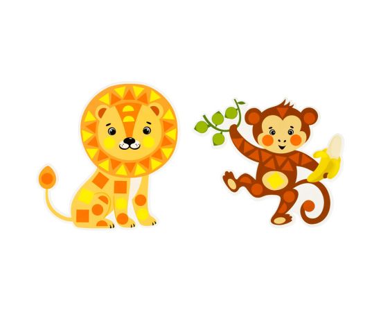 Аппликация фигурная из мягкого пластика EVA ТРИ СОВЫ "Животные Африки", 5 фигур, 190 элементов АП_46529