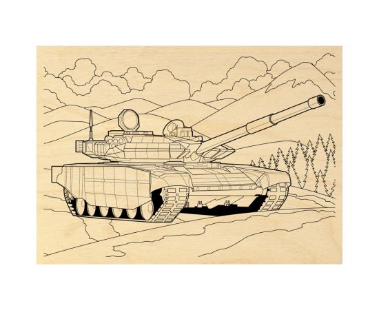 Набор досок для выжигания по дереву ТРИ СОВЫ "Военная техника", 4шт., 15*21см, пакет с европодвесом НВ_46428