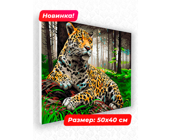 Картина по номерам 40х50 N 00088 Леопард в лесу+ N 00088