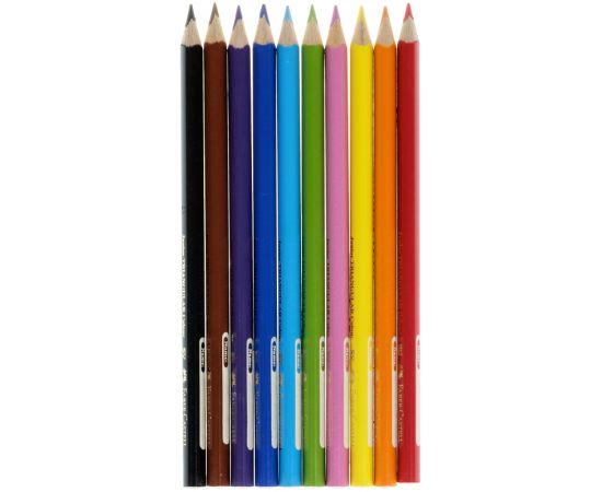 Карандаши цветные Faber-Castell "Jumbo" 10цв., трехгран., заточен., картон, европодвес, с точилкой 116510