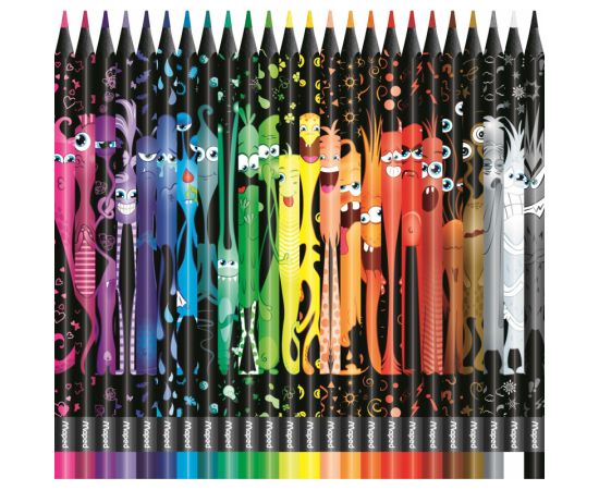 Карандаши цветные MAPED COLOR PEP'S Black Monster, набор 24 цвета, пластиковый корпус, 862624 181987