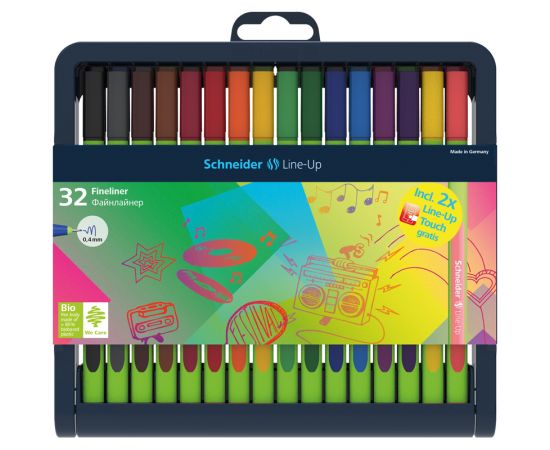 Набор капиллярных ручек Schneider "Line-Up" 32шт., 30цв., 0,4мм, европодвес 191091
