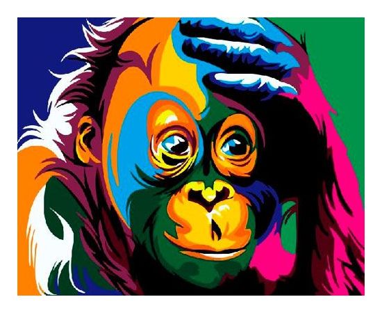 Картина по номерам 40х50 GX 3964 Радужная шимпанзе GX 3964