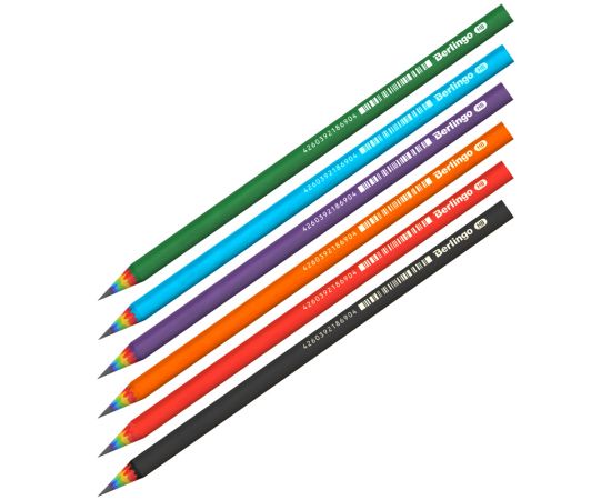 Карандаш ч/г Berlingo "Rainbow" HB, из переработанной бумаги, радужное сечение, круглый, заточен., ассорти BP01318