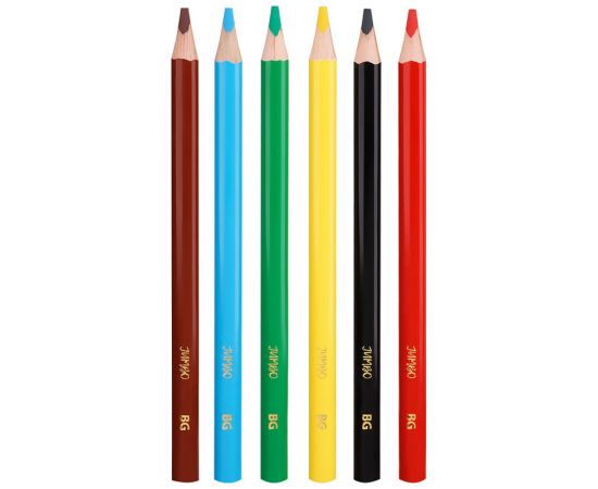 Карандаши цветные BG "Jumbo", 06цв., трехгран., толстые, 5,0мм, европодвес KR6C_t 4643