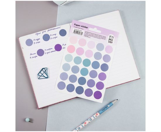 Наклейки бумажные MESHU "Trecker dots blue", 12*18см, 30 наклеек, европодвес MS_41673