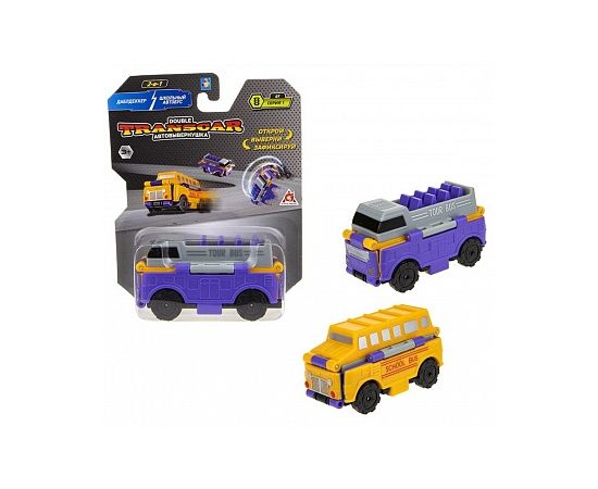 Transcar 2в1: Даблдэккер – Школьный автобус, 8 см, блистер Т18282 Т18282