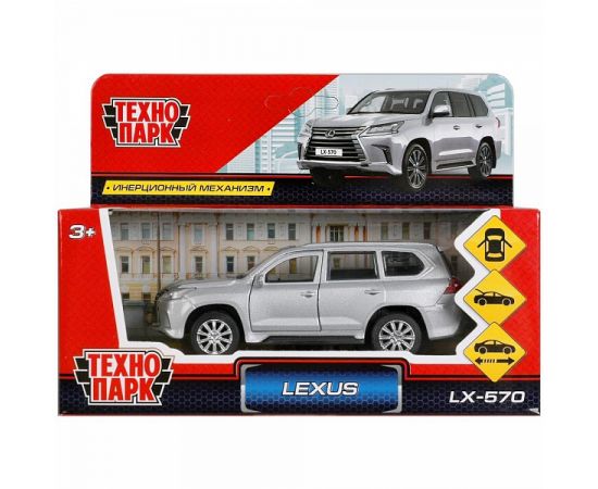 Машина металл LEXUS LX-570 длина 12 см, двери, баг, инерц, серебристый 280929 280929
