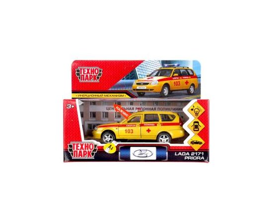 Машина металл свет-звук LADA PRIORA РЕАНИМАЦИЯ 12 см, двери, багаж 303046 303046