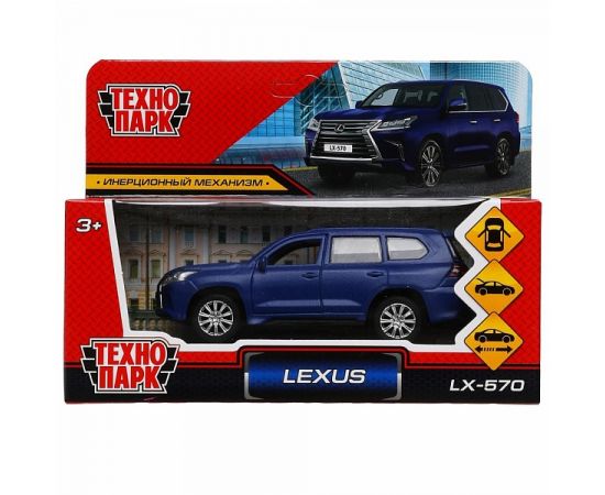 Машина металл LEXUS LX570 матовый дл 12 см, отк дв, баг, инер, синий, 313461 313461