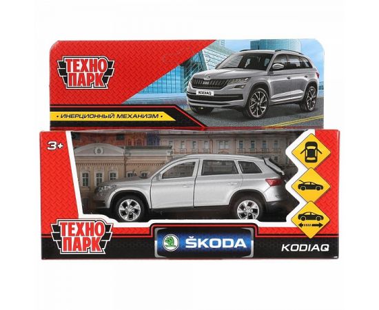 Машина металл SKODA KODIAQ МАТОВЫЙ 12 см, двери, багаж, инер, серый, кор 315125 315125