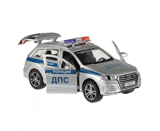 Машина металл AUDI Q7 ПОЛИЦИЯ 12 см, двер, багаж, инер, серебристый 325385 325385
