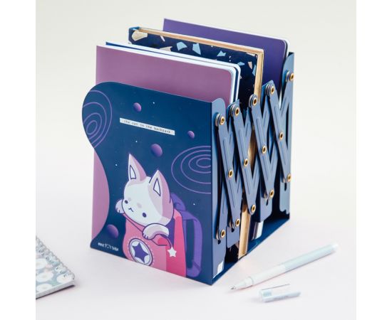 Подставка для книг MESHU "Space Cat", 3 отделения, раздвижная MS_45148