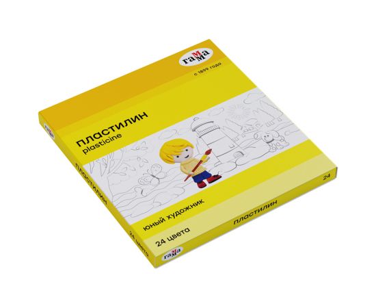 Пластилин Гамма "Юный художник" NEW, 24 цвета, 336г, со стеком. картон. упаковка 170820201