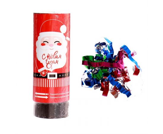 Новогодняя хлопушка пружинная  «С Новым Годом», Дед Мороз, поворотная, 11см 5019343