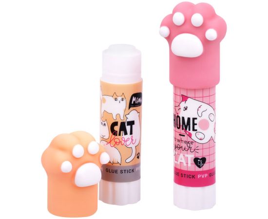 Клей-карандаш MESHU с топпером "Paw", 8г, дисплей бокс, ПВП, ассорти MS_45451