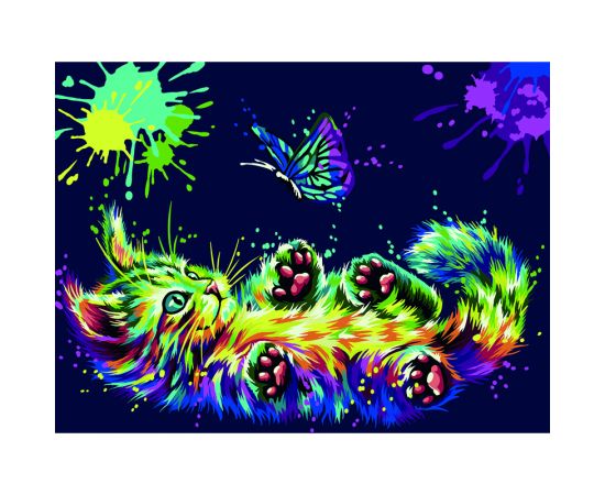 Картина по номерам на картоне ТРИ СОВЫ "Игра в неоне", 30*40, с акриловыми красками и кистями КК_44029