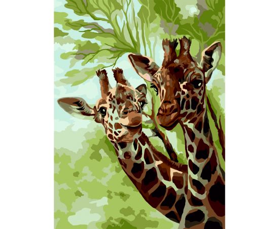 Картина по номерам на картоне ТРИ СОВЫ "Жирафы в саванне", 30*40, с акриловыми красками и кистями КК_44039