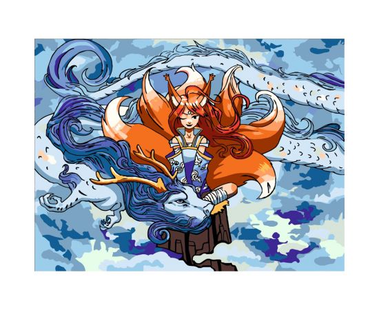 Картина по номерам на картоне ТРИ СОВЫ "Аниме. Девочка-лиса", 30*40, с акриловыми красками и кистями КК_44079