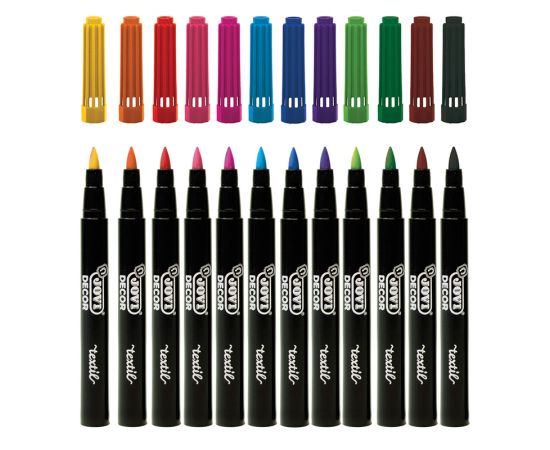 Набор фломастеров для ткани JOVI "Decor textil" 12цв., картон. уп., европодвес 1410