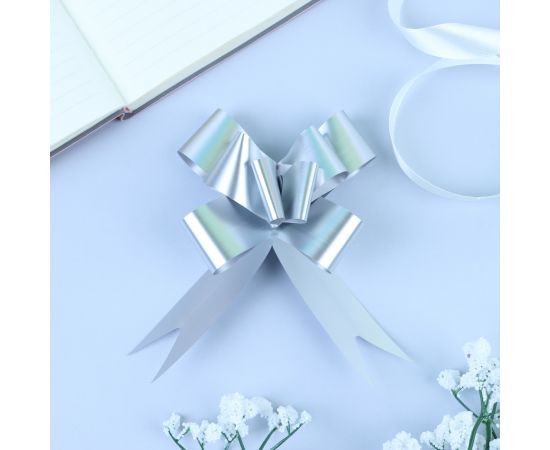 Бант-бабочка №3 голография, серебряный 2947894