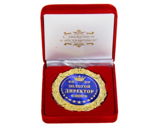 Медаль в бархатной коробке «Золотой директор», d=7 см 486549