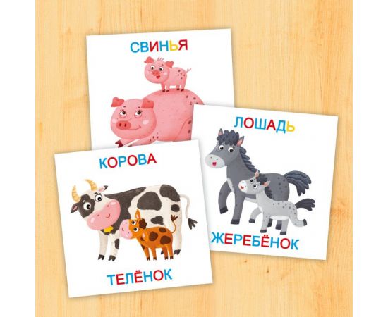 Игры развивающие на запоминание "Развивающие карточки для детей" арт. 52728 МАМЫ И ДЕТКИ /110х110 мм, полноцветная печать, обл - мелованная бумага 115 г/м², 52728