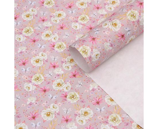 Бумага упаковочная крафт "Цветы", 50 х 70 см 6030762 6030762