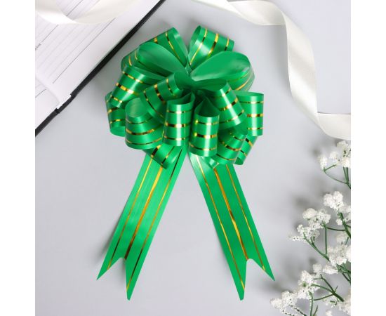 Бант-шар №3 "Золотые полосы", цвет зелёный 817800