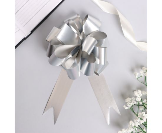 Бант-шар №3 металлик, цвет серебро 817835