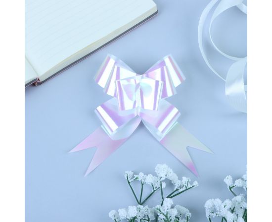 Бант-бабочка №3, перламутровый, белый 817844
