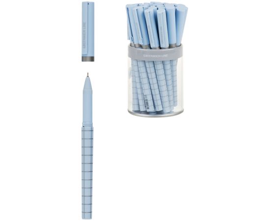 Ручка шариковая Greenwich Line "Quadro" синяя, 0,7мм, игольчатый стержень, грип, софт-тач GL_24340/Pbl_32633
